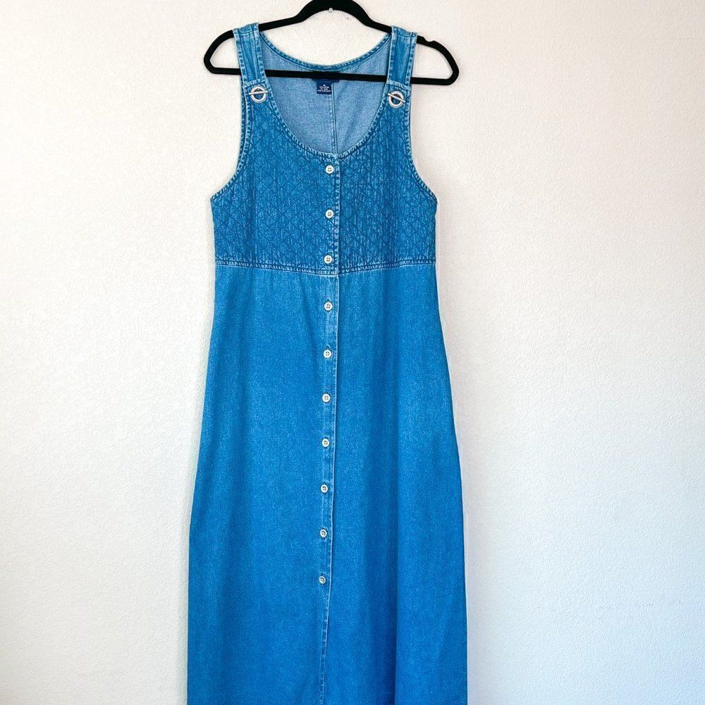 Vintage Denim Dungaree Dress, Size Medium